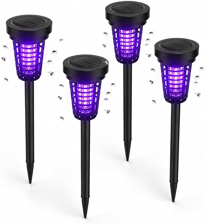 2026 Solar Bug Zapper Outdoor(4 Pack)–Solar Mosquito Zapper Outdoor Mosquito Repellent Outdoor,Mosquito Trap Used to Keep Gnat Small Flying Insect Away,Solar Bug Zapper Outside for Yard Garden