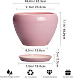 Ceramicfor 10 Inch Plant Pot - Ceramic Planter for Indoor Plants, Glaze Modern Round Planter with Drainage Hole and Saucer, Gifts for Plant Lovers, Office Patio Home Room Decor, Pink