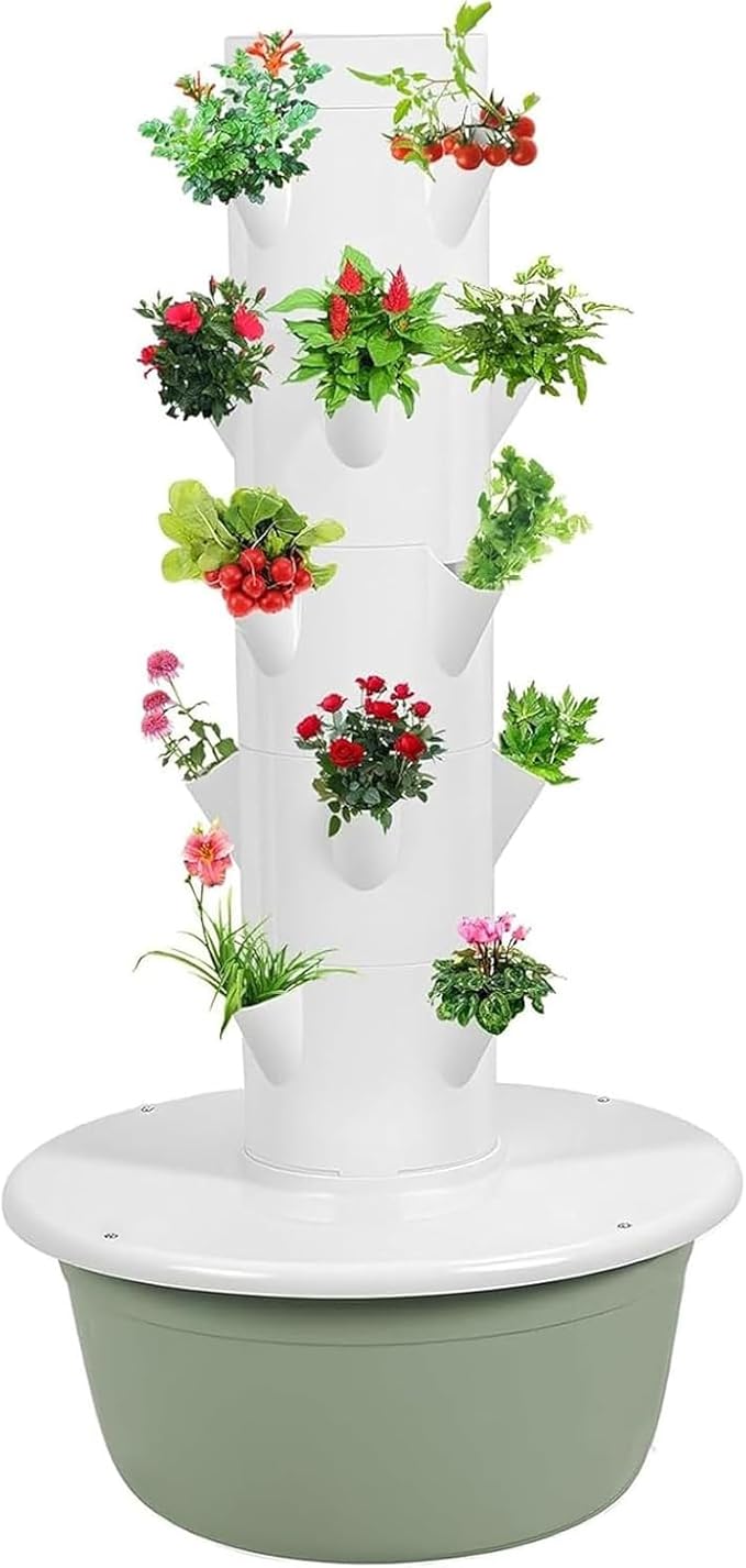 Hydroponic Tower Growing System, Vertical Garden, Suitable for Indoor and Greenhouse, Grow Herbs and Vegetables, Houseplant Farming with Water Circulation and Automatic Timer,5 Layer