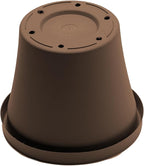 Bloem Terra 8" Round Resin Planter Pot with Drainage Holes, Indoor and Outdoor Gardening, Chocolate, Made in USA