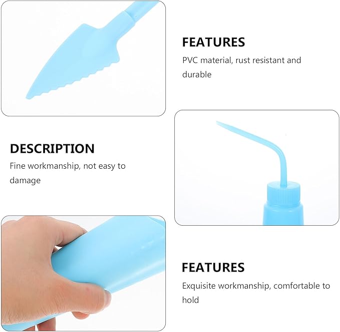 FRCOLOR Garden Tool Set for Succulent and Pot Planting, 5pcs Crystal Blue Gardening Accessories with Shovel and Watering Pot for Indoor and Outdoor Yard Care