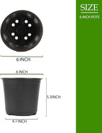 100 Packs 6 Inch Nursery Pots, 4 5 6 Inches Plastic Nursery Pots for Plants with Drainage Holes, Seed Starting Garden Pots of Flower Plant Container for Succulents, Transplanting (100, 6 Inch)