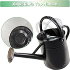 Watering Can for Outdoor&Indoor Plants，1 Gallon Metal Watering Can with with Removable Spout，Galvanized Steel Garden Flower Water Can Plant Watering Pot with 2 Handles，Black