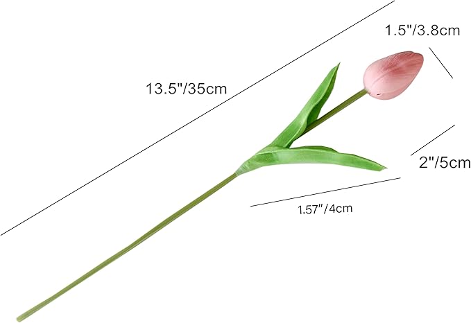 Mandy's Dusty Pink Artificial Tulips Flowers Centerpiece, 13.5" Lifelike PU Fake Floral Stems 20pcs for Kitchen Island & Dining Table, Spring Decor for Easter