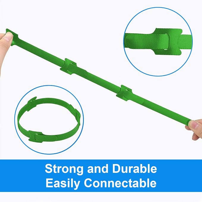 60 PCS Garland Ties Plant Cable Straps for Support Plant Growth, Adjustable Indoor/Outdoor Decorative Nylon Reusable Hook and Loop Design(Green,6 inch)