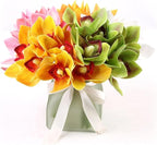 3 Bunches of 18 Tactile cymbidium Orchids Small Bunches of Flowers Hand-Tied Flowers Home Living Room Table Decoration Artificial Flowers Ornaments(Milk)