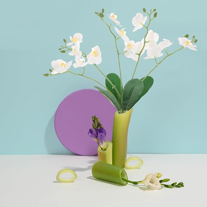 Artificial Phalaenopsis Orchid Branches Faux Butterfly Orchid Stems White Real Touch Artificial Flower Arrangement for Home Living Room Office Decoration