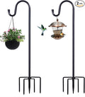 Shepherd Hooks for Outdoor, 2 Pack 62 Inch Bird Feeder Pole with 5 Prongs Base for Hanging Lantern, Hummingbird Feeder, Lightweight Plant, Shepherds Hook for Bird Feeders for Outside