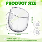 Dandat 8 Pcs Aquarium Plant Holder Pot Clear Glass Aquatic Plant Cup with Suction Cups Aquarium Fish Tank Pots for Aquaponic Cultivation Water Feature Decoration