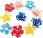 10 PCS 3D Flower Ceramic Tiles,1.6" Handmade Procelain Ceramic Flowers for Artwork,Fish Tank,Vases,Living Room, Dining Table,Office, Home Floral Decor (Double-Flowered Iridescent Mix Color)