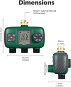 MOES 3 Outlet Sprinkler Timer, Brass Inlet, Programmable Automatic Irrigation Controller, Rain Delay, Manual Watering, 3 Zone Water Hose Timer for Gardens, Lawns