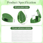 60 Pcs Plant Wall Clips, Plant Climbing Wall Fixture Clips, Wall Vines Fixing Clips with 72 Adhesive Stickers, Self-Adhesive Plant Fixer for Vine Support and Indoor Outdoor Decoration