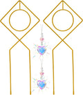 eZAKKA 17.3in Small Trellis for Potted Plants, Trellis for Climbing Plants Indoor Vine Ivy Flower Support with 2PCS Crystal Suncatcher, Gold, Pattern 03