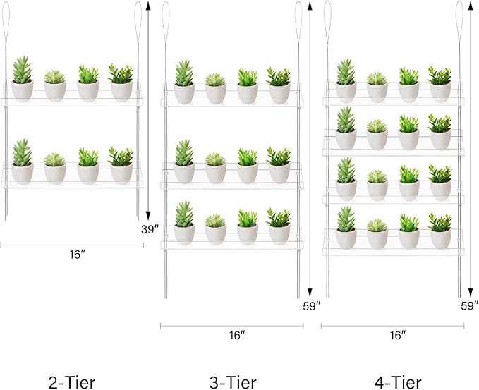 Sumerflos 2-Tier Acrylic Window Boxes Plant Shelves for Window of Kitchen, Bedroom, Living Room, 16 Inch Wall Flower Double Hanger Boxes Adjustable Hanging Shelves for Indoor Plants, Succulents