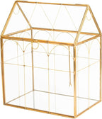 Glass Geometric Plant Terrarium,Succulent & Air Planter for Home Garden Office Decoration (Gold House)