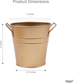 Hosley Set of 3 Gold Metal Bucket/Pots with PVC Liner, Ideal Gift for Floral Arrangements Wedding Home Office Party DIY Indoor Outdoor Garden Patio 5" Dia x 5" H