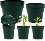 15 Pack 4/6/8 Inch Plant Nursery Pots, Sturdy Plant Pots with Drainage Holes, Ideal for Seedlings, Indoor/Outdoor Use, Green