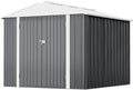 Greesum 8x6FT Outdoor Storage Shed, Utility Tool Shed with Sloping Roof, Metal Storaged Garden Shed with Door & Lock for Patio Storage, Gray
