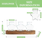 XXXFLOWER Plant Propagation Station with Wooden Stand,Air Plant Terrarium Starter Kits Star Vases for Flowers Plant Cutting Rooting Pots Indoor Hydroponic Glass Planter for Plant Lovers,3 Jars
