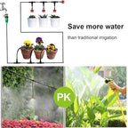 MSDADA Garden 50Ft Automatic Irrigation System, 1/4" Blank Distribution Plant Watering Irrigation Kit Accessories Include Atomizing Nozzle Mister Dripper for Garden, Greenhouse, Flower Bed