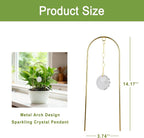 Trellis for Potted Plants Indoor, Metal Arch Small Plant Trellis, Garden Trellises with Crystal Sun Catcher for Climbing Vine Ivy Flower Pot Decor