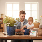 Ceramic Plant Pots, 4.5+5.5 Inch Small Plant Pots, Flower Pots Indoor Planters with Drainage and Tray, Modern Indoor Plant Pots for Home and Office, Indoor Planters with Drainage (Glaze Blue)