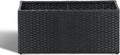 SUNNYPARK Black Rectangular Planter Box All-Weather PE Rattan Large Modern Planters with Removable Liner Indoor Outdoor Decorative Flower Pot for Patio, Balcony, Garden