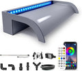 Pool Fountain, LONGRUN Waterfall Spillway for Koi Ponds - 23.6" Transparent Acrylic Waterfall with APP Control & Multi-Color LED Lights for Swimming Pool, Garden Pond, Patios, Spa Decoration