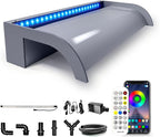 Pool Fountain, LONGRUN Waterfall Spillway for Koi Ponds - 23.6" Transparent Acrylic Waterfall with APP Control & Multi-Color LED Lights for Swimming Pool, Garden Pond, Patios, Spa Decoration