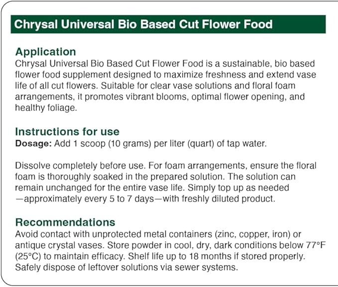 Chrysal Bio-Based Flower Food – Universal Flower Preservative for Fresh Cut Flowers – Eco-Friendly 10 oz Jar with Scoop – Shears and Stripper - (Complete Care Kit)