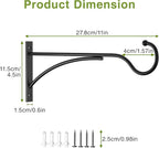 saffruff 11 Inch Heavy Duty Plant Hangers Outdoor, Metal Plant Brackets for Hanging Baskets, Plant Wall Hooks for Bird Feeders, Wind Chimes & Lanterns, Premium Metal Hooks Matte Black, 30lbs Capacity