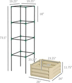 Outsunny Galvanized Raised Garden Bed, 73.5" Tall Outdoor Planter Box with Trellis Tomato Cage and Open Bottom for Climbing Vines, Vegetables, Flowers in Backyard, Garden, Patio, Cream