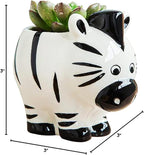 DIYOMR Cute Animal Ceramics Planter Small Succulent Pot Cartoon Shaped Plant Pot for Mini Plants Flower Cactus, Smooth Shiny Ceramic - Plants Not Included (Zebra)