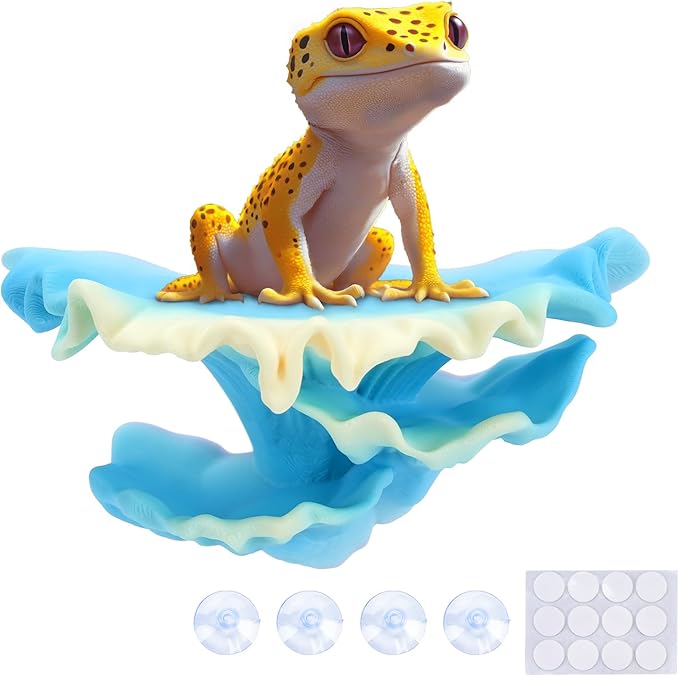 Westant Mushroom Decor for Reptile Tank, Fish Tank, Pet-Safe Bearded Dragon Tank Accessories, Realistic Terrarium Plants for Leopard Geckos, Crested Geckos, Tree Frogs, Snakes (Lagoon, Shelf Cap)