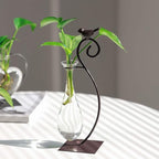 Marbrasse Desktop Glass Planter Hydroponics Vase,Planter Bulb Vase with Holder for Home Decoration,Modern Creative Bird Plant Terrarium Stand, Scindapsus Container (Water Drop Vase)