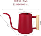 Watering Can Indoor Plants, 35oz Small Stainless Steel Metal Watering Can Modern Decorative Watering Pot with Long Spout for Indoor House Plant Bonsai Garden Flowers (Red)