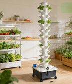 Vertical Hydroponics Growing System,Aeroponic Grow Tower for Herbs, Fruits and Vegetables 14 Layer 70 Plants Sites with Movable Water Tank Hydrating Pump, Timer, Adapter
