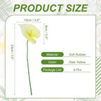 uxcell 8Pcs 11inch Artificial Anthurium Lily Flowers, Permanent Flower Bouquet for Home Arrangements Wedding Festival Decoration Crafts Store Decor Accessories, Pale Yellow