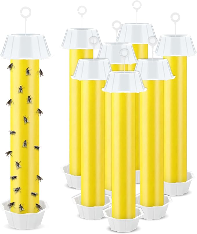 Qualirey 8 Pcs Fly Traps for Indoor Outdoor Hanging Fruit Fly Stick Trap Sticky Mosquito for Home Insect 10 x 2.5 Inches (Bright,Yellow)