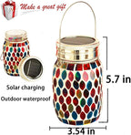 Mosaic Lights Outdoor Hanging Lanterns, Rechargeable Mosaic Solar Lanterns， Outdoor Waterproof Solar Night Lights Table Lamps for Decorations