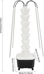Hydroponic Growing System Herb Garden, 40 Pods Smart Indoor Gardening System w/Grow LED Light Full Spectrum & Water Circulation, Hydroponic Tower Plants Germination Kit for Herbs, Vegetables (White)