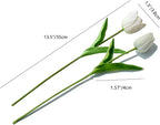 Mandy's White Artificial Tulips Flowers Centerpiece, 13.5" Lifelike PU Fake Floral Stems 12pcs for Kitchen Island & Dining Table, Spring Decor for Easter