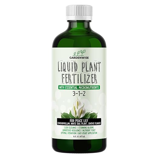GARDENWISE Peace Lily Fertilizer: 3-1-2 Liquid Fertilizer with Essential Micronutrients - The Ultimate Food for Spathiphyllum, Perfect for Indoor Plants (32 OZ)