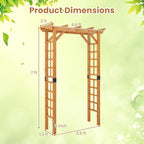 Giantex 7FT Wood Garden Arbor Trellis, Wooden Wedding Arch for Ceremony Party, Outdoor Archway Pergola for Climbing Plants, Pathway, Yard, Garden Decor, Easy Assembly (Honey Brown, 55''W x 85''H)