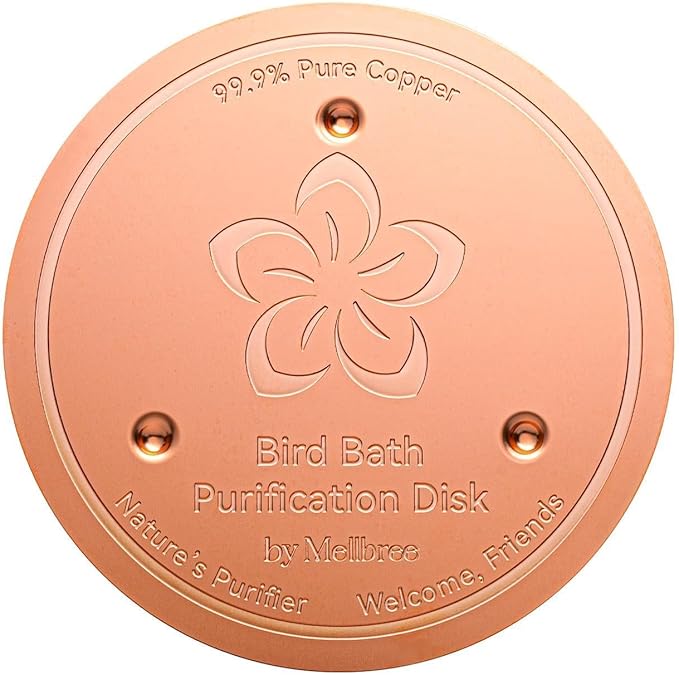 Mellbree Bird Bath Copper Disk, 0.6mm 99.99% Pure Copper Flower-Style for Natural All-Weather Water Care, for Most Outdoor Birdbaths, Bowls, Heaters & Solar Units (Flower)