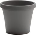 Bloem Terra 4" Diameter Round Charcoal Resin Planter Pot with Pre-Drilled Drainage Holes for Indoor and Outdoor Gardening