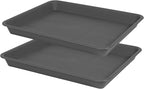 VUWEZ Rectangle Plant Tray, Plant Drip Tray, Plant Pot Saucers, Plant Germination Trays, Plant Saucers, 14.5'' x 11'' x 1.5'' (2 pack), Gray