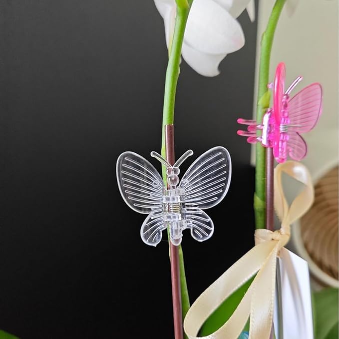 60 Pcs Plant Orchid Clips Kit Butterfly Vine Clips Dragonfly Orchid Support Clips Garden Plant Clips for Support Flower Vine Orchid, Mix Color