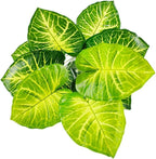 Artificial Caladium Plant with Red and Green Leaves, Red Leaf Artificial Plants Decoration Simulated Bonsai Potted Decor Home Room Party Wedding Office Floor (Light Green(No Flowerpot), 60cm)