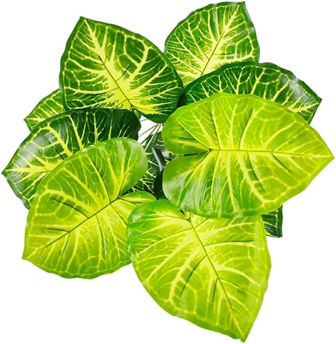 Artificial Caladium Plant with Red and Green Leaves, Red Leaf Artificial Plants Decoration Simulated Bonsai Potted Decor Home Room Party Wedding Office Floor (Light Green(No Flowerpot), 60cm)